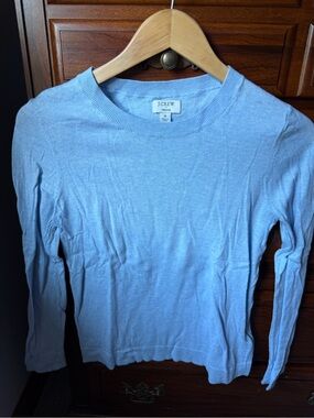 J. Crew Light Blue Teddie Crewneck Cotton Sweater